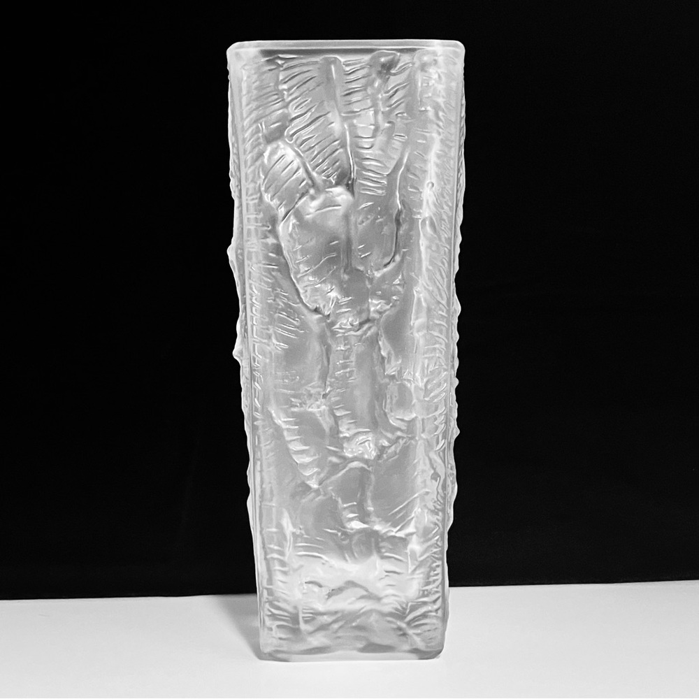VLADISLAV URBAN 1960’s Frosted Glass Vase / MODERNIST, Brutalist CZECH DESIGN